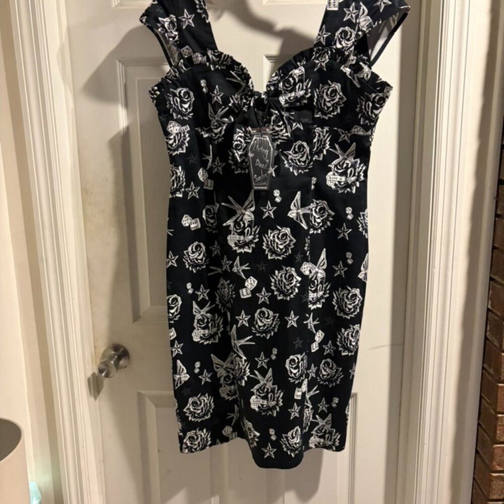 ROCKABILLY DRESS staight dress with Tattoo Print RETRO